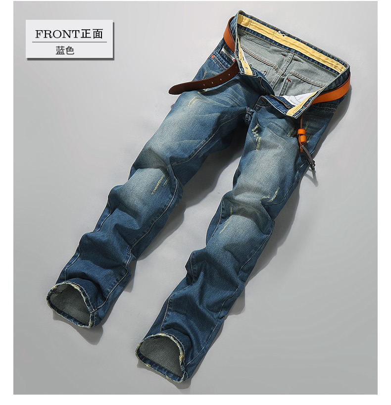 Retro Châu Âu và Mỹ Mùa thu Quần jean nam mới Slim Quần dài thẳng Retro In Mèo Quần cỡ lớn thời trang năm 2021	