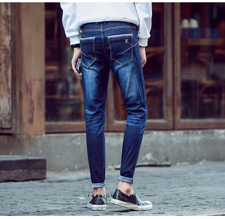 Mùa thu Thanh niên Quần jeans nam Quần dài Hàn Quốc Slim Straight Stretch 2018 Xu hướng Quần nam mùa đông quần đùi nam