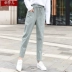 Quần cotton và vải lanh nữ giản dị 2019 xuân mới chín quần thun lưng quần rộng size rộng quần harem chân quần - Quần Harem Quần Harem