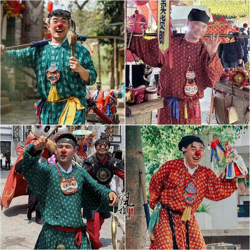 Men's Traditional Chinese Costumes from the Song Dynasty, Folk Costumes, Performance Costumes for Street Vendors, Clown Costumes, Ancient Style Traditional Classical Attire