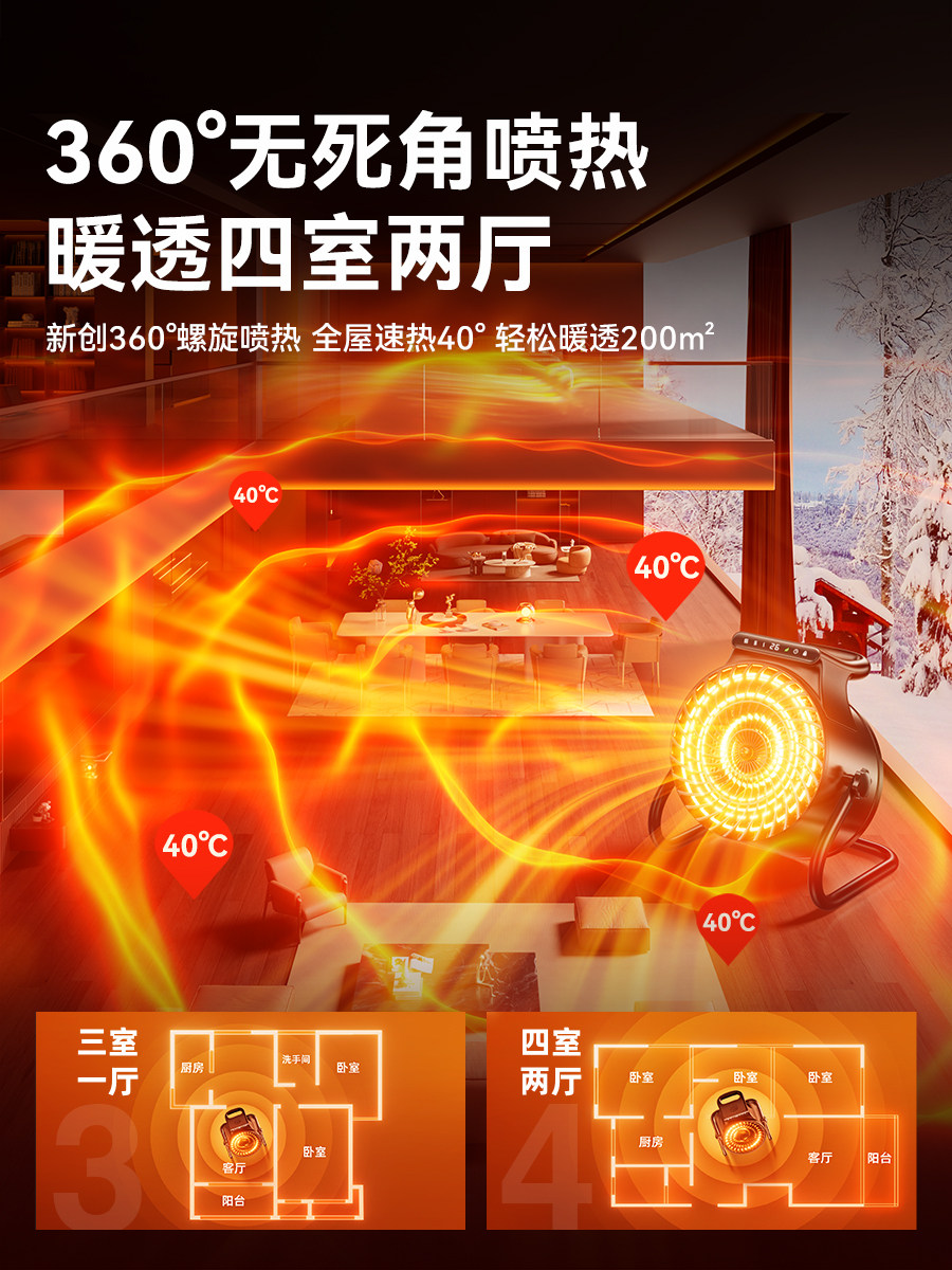 New Type Heater 2025 New Model Fan Heater for Home Energy-Saving Whole-House Graphene Electric Heater Winter Bathroom Essential