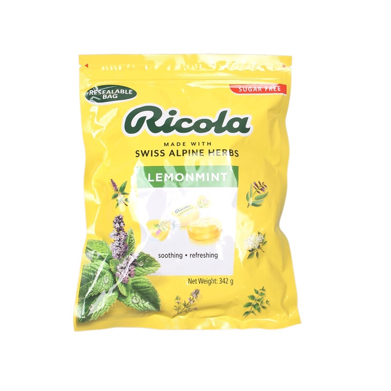 Swiss Candy Ricola Lemon Mint Throat Lozenges Individually Packaged Snacks for Fresh Breath