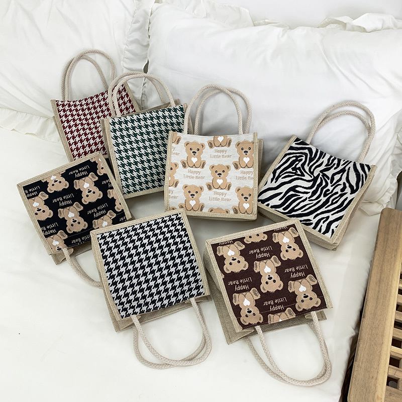New Canvas Bag for Women, Plaid Handbag, 2023 New Trendy Style, ins Style Shoulder Bag, Cute Retro Linen Bag