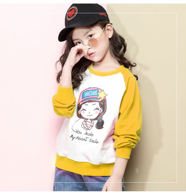 Áo sơ mi nữ mùa xuân 2019 quần áo trẻ em mới Áo thun cotton dài tay cho trẻ em sơ mi dệt kim lớn thời trang cho bé