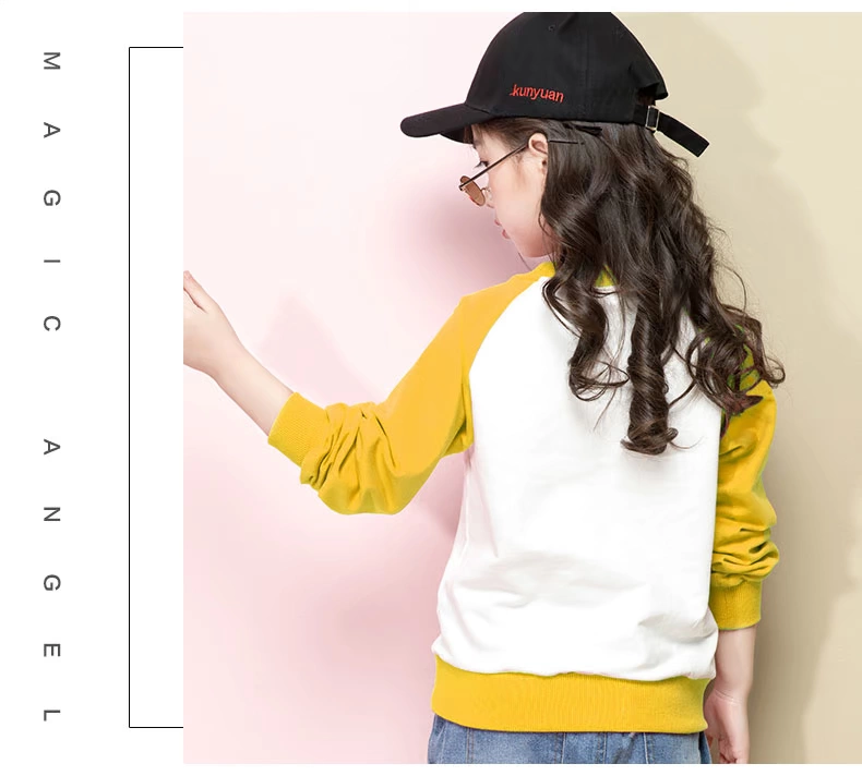 Áo sơ mi nữ mùa xuân 2019 quần áo trẻ em mới Áo thun cotton dài tay cho trẻ em sơ mi dệt kim lớn áo thun dài tay bé gái