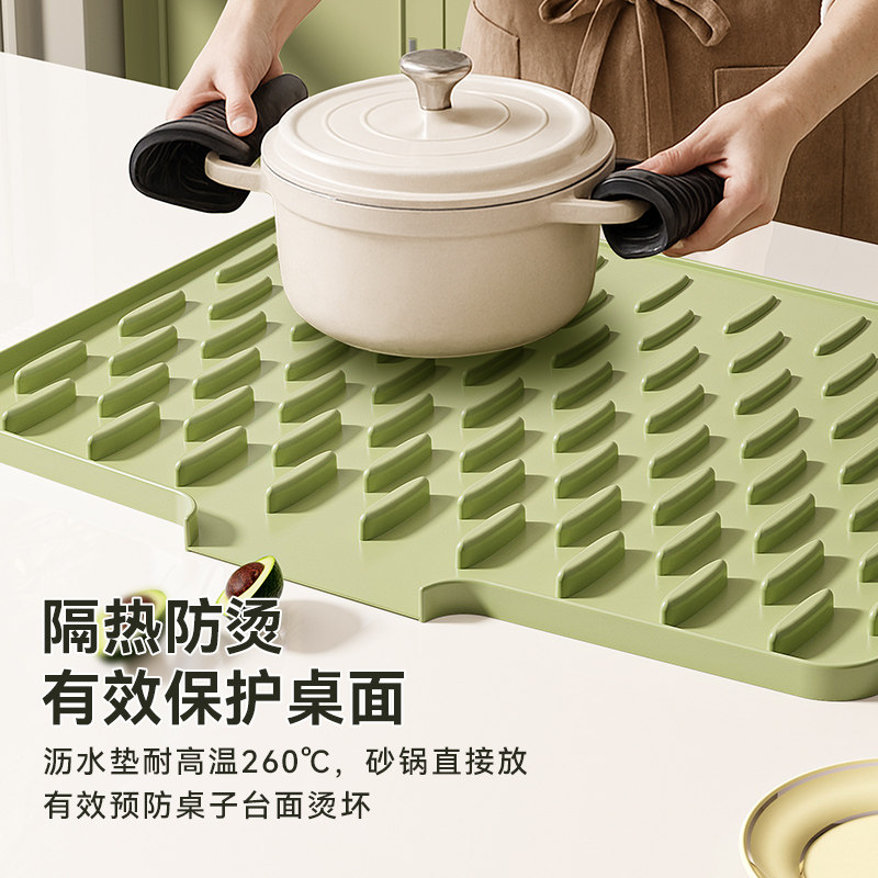 Silicone Drain Mat, Drainage-Type Kitchen Fruit and Vegetable Dish Drying Mat, Non-Slip Mat, Dishwashing Sink Mat, Water Filter Mat