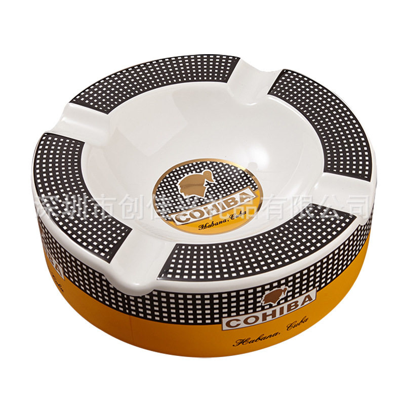 High Hipstick Bone Porcelain Ashtrays COHIBA Cigar Four Mid Round Ashtrays Creative Ceramic Ashtrays-Taobao