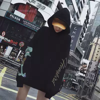 European station Tide brand 2021 Spring New lazy wind long version hooded sweatshirt women long sleeve Korean loose top