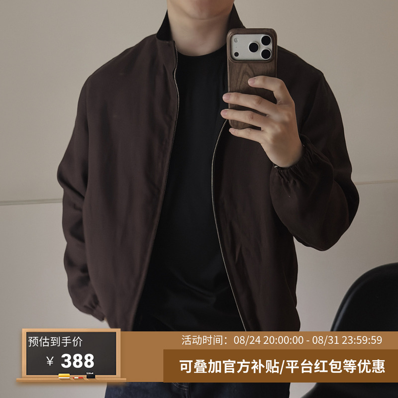 Ggg/Gujici Men's Clothing 【Double-Sided Linen Blend】 Bomber Jacket Autumn Men's Old Money Casual Jacket