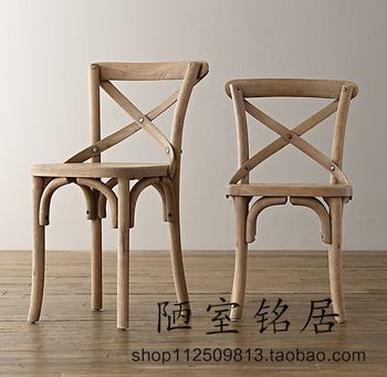 Export Export French Retro Distressed Solid Wood Furniture American Solid Wood Fork Back Dining Chair