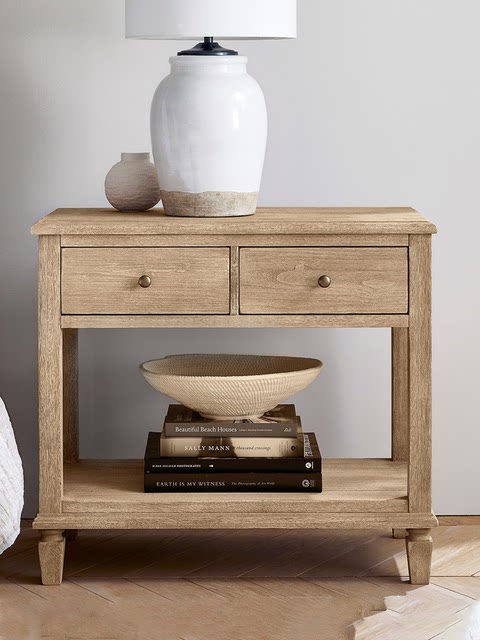 Export foreign trade American country style retro solid wood bedside table French neoclassical oak bedroom bedside table chest