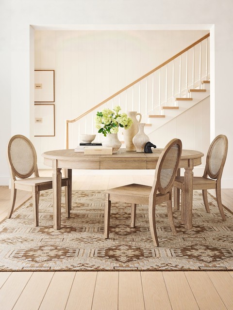 American country retro solid wood dining table and chair combination French home round dining table restaurant stretchable round dining table