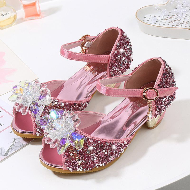 Children's summer 2020 girls new baby high heels princess shoes little girl sandals children's shoes fashion crystal shoes