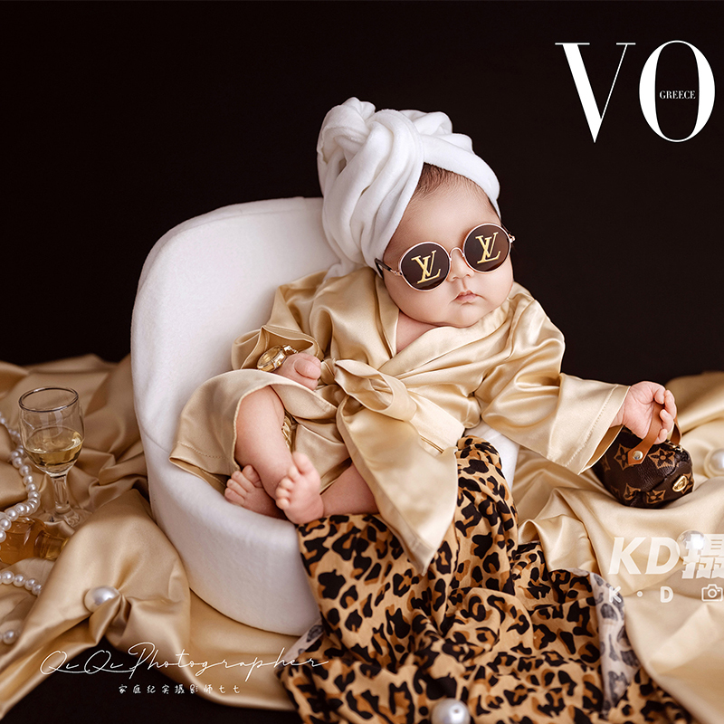 Cute Baby Bathrobe Newborn Photography Fashion Theme Photo Studio Baby Full Moon Photo Shoot Clothing Photo Studio Photo Props