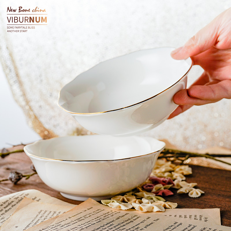 Yao hua ou ceramic plates mugs household hand - made gold edge, single double western - style food tableware suit