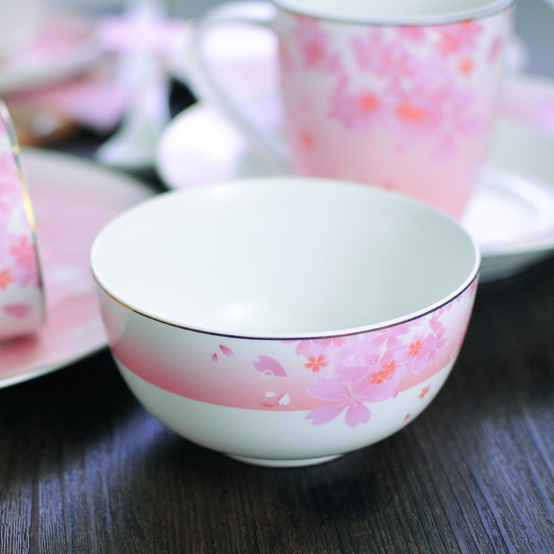Yao hua Korean individuality creative household ceramics ceramic bowl of noodles bowl and wind the plants flower Chinese rice bowls