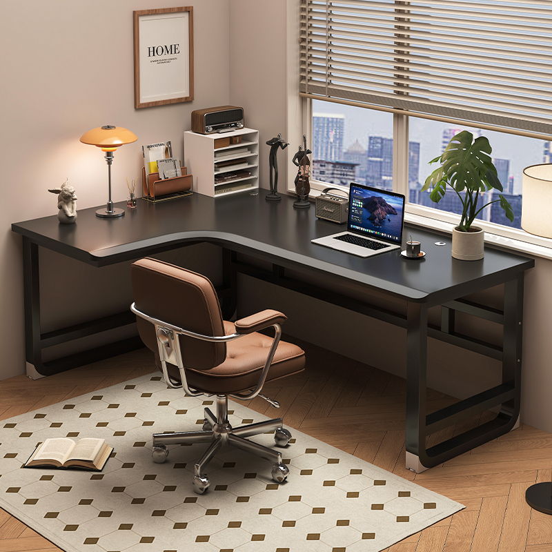 Solid Wood Corner Computer Desk for Home Bedroom Desktop Gaming Desk Rubber Wood Desk Study Desk L-Shaped Office Desk