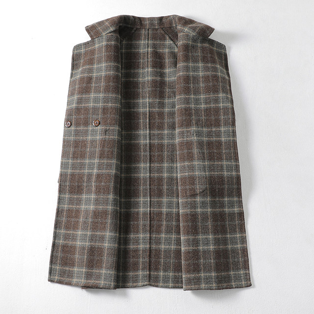 Cashmere coat ຍາວກາງຂອງແມ່ຍິງເກົາຫຼີ plaid ເປືອກຫຸ້ມນອກ woolen double-sided ໃນພາກຮຽນ spring ແລະດູໃບໄມ້ລົ່ນໃຫມ່ສູງ temperament ເສື້ອຂົນຂົນແກະສໍາລັບແມ່ຍິງ