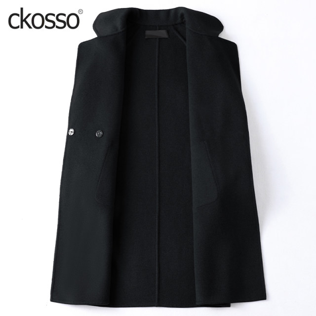 Double-sided cashmere coat for women mid-length black slimming Korean version loose temperament new high-end woolen coat for women spring