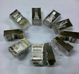 Network crystal head 8-core metal shell shielded crystal head RJ45 eight-core 8p8c iron shell crystal head