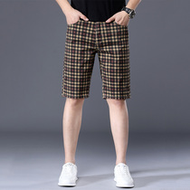 GM trendy casual shorts mens summer thin pure cotton mens outer wear wild five-point pants plaid beach pants tide