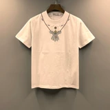 Брендовая бирюзовая этническая летняя футболка для влюбленных, европейский стиль, этнический стиль, с вышивкой, короткий рукав