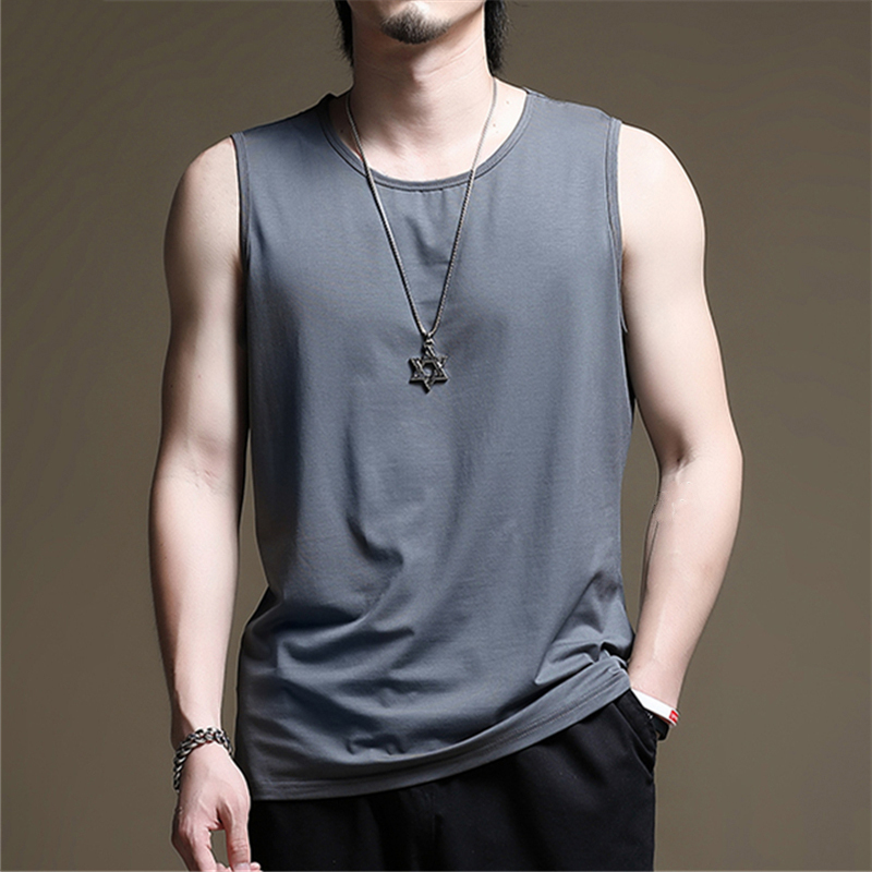GM trendy cotton sleeveless t-shirt men's summer sports thin fashion large size loose men's fitness vest casual