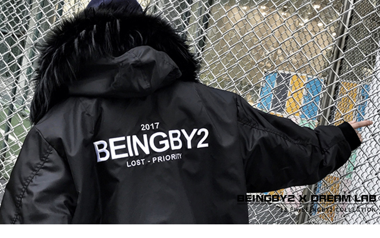 BEINGBY2 Siêu lớn cổ áo lông chồn air force jacket leo núi khắc nam giới và phụ nữ vài dày MA1 bay bông quần áo triều