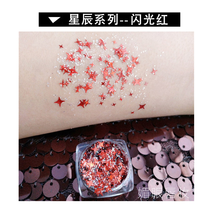 Hoa hồng với các ngôi sao trang điểm mắt yêu sequin trang điểm long lanh nàng tiên cá gel mắt phấn mắt phấn mắt novo