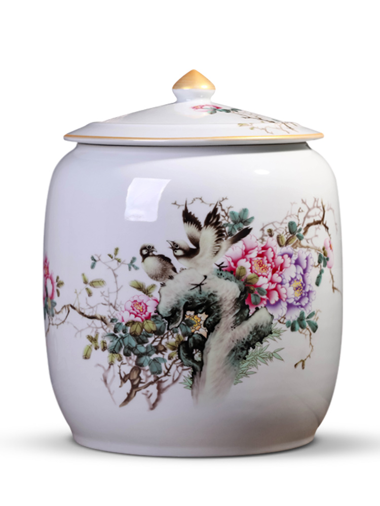 Jingdezhen ceramic pot of tea caddy fixings big yards seal pot large household storage tank puer tea cake storage tanks