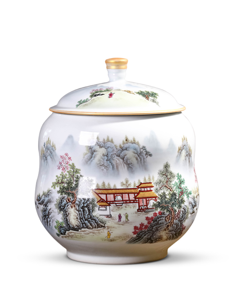 Jingdezhen ceramic large wake receives the puer tea cake caddy fixings tanks household seal pot porcelain POTS