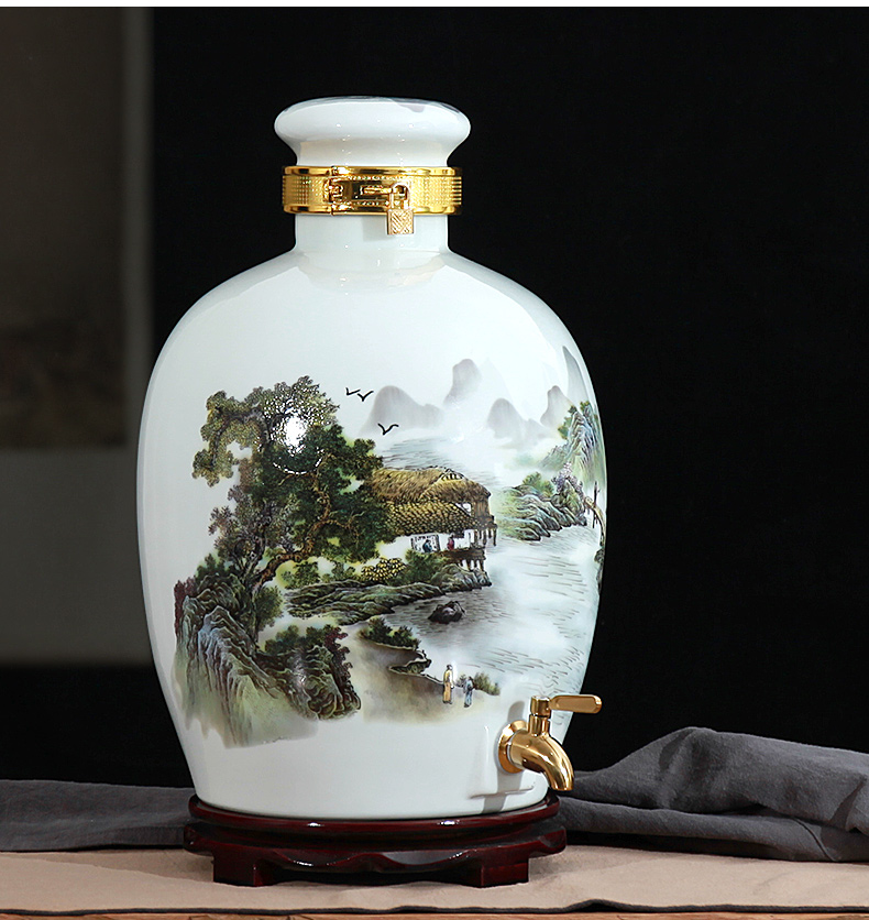 Jingdezhen ceramic wine wine jar cylinder 10 jins 20 jins 30 jins antique bottle seal hip flask hoard