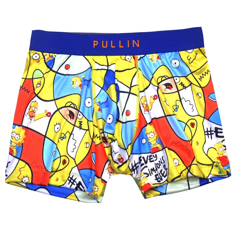Fat Guy Underwear U-Convex Pull*In Fashion Simpson Cartoon Print Boxer Briefs Sexy U-Convex Mid-Waist Men's Underwear
