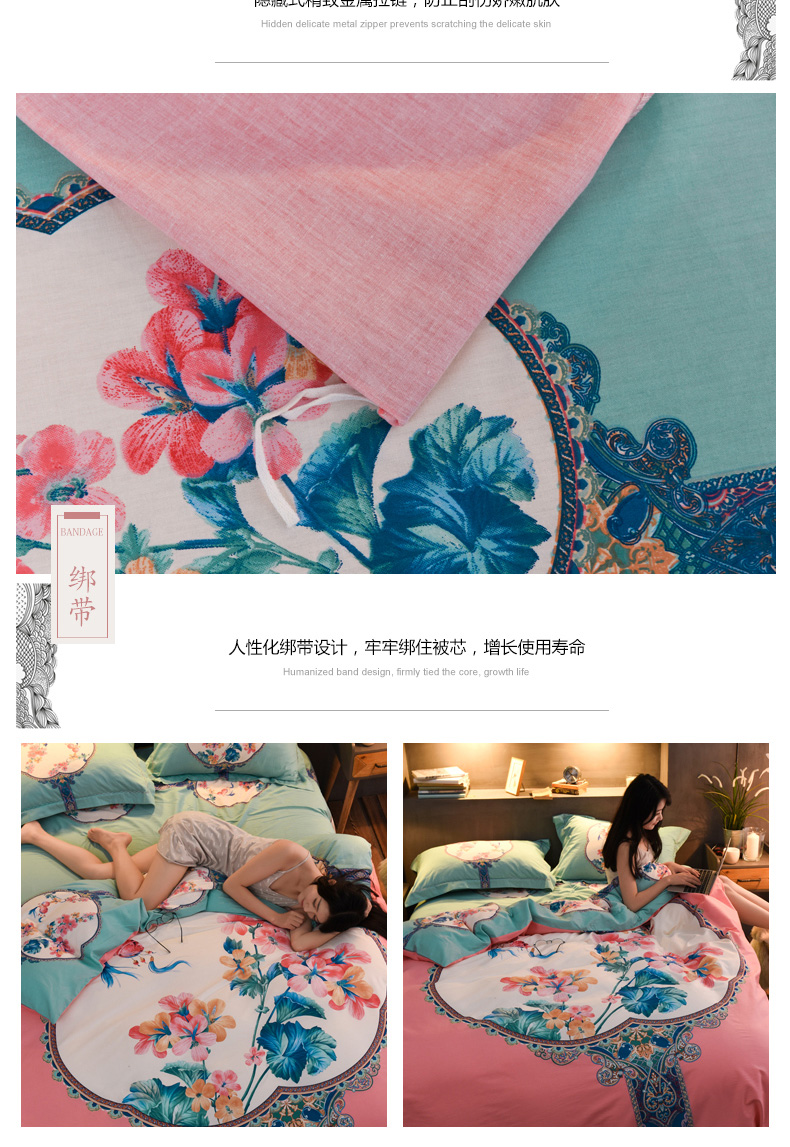 Bông denim bông Kit 1.5 / 1.8m2.0 mét đôi giường đơn chăn giường Li nhà dệt - Bộ đồ giường bốn mảnh bộ chăn ga gối đẹp