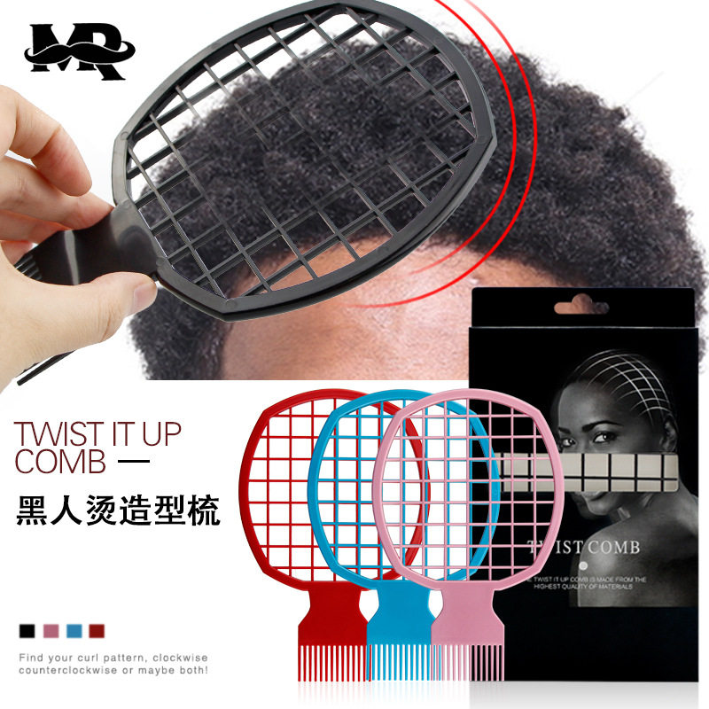 Black hot tool to handle sponge hip hop explosion head African braid hair shape fork comb professional curling hair comb