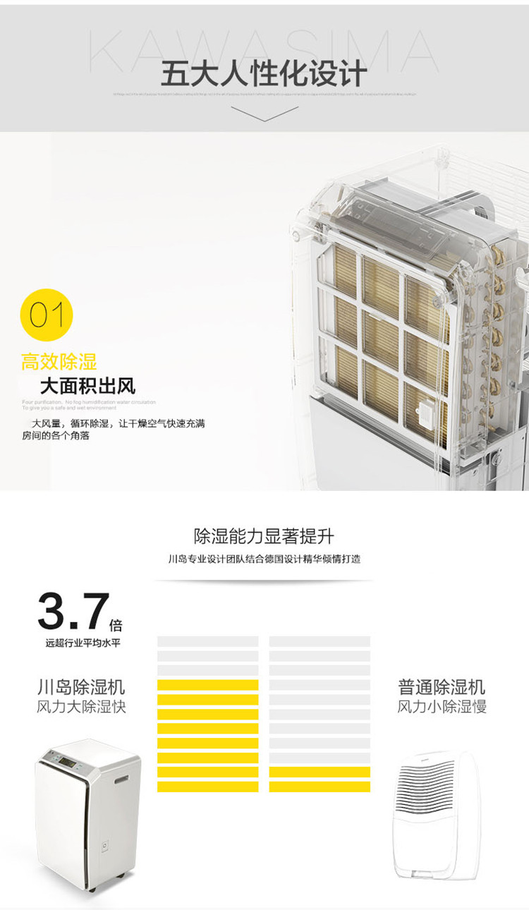 Осушитель воздуха 川岛家用除湿机cf-58b商用抽湿器卫生间吸湿去湿机办公室干燥机 Kawasima