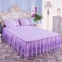 Qiao Ý giường công chúa ren váy mùa hè màu tím bedspread 1.5m1.8 đúp Simmons nệm bảo vệ - Váy Petti váy giường đẹp	