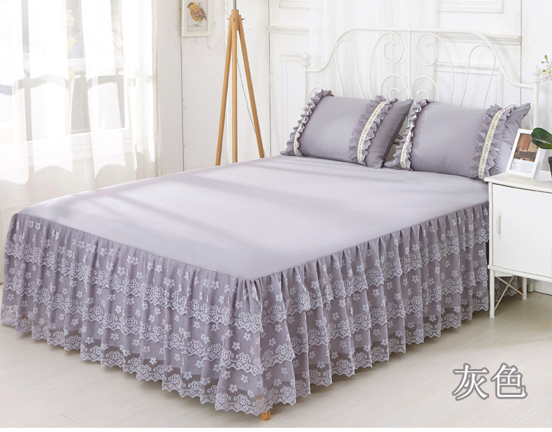 Qiao Ý mùa hè giường váy ren bedspread duy nhất mảnh 1.5m1.8 mét chúa màu xám đối tác màn ngủ váy - Váy Petti ga giường có viền