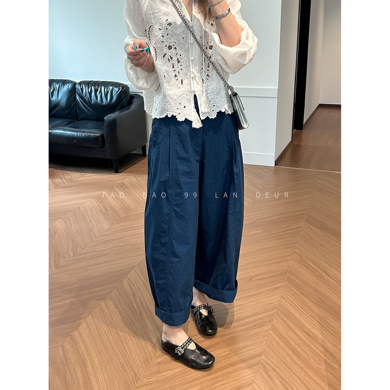 Lan Deur【Vitality Notes】American Retro Lazy Style Sports Casual Pants for Women, Loose Long Pants