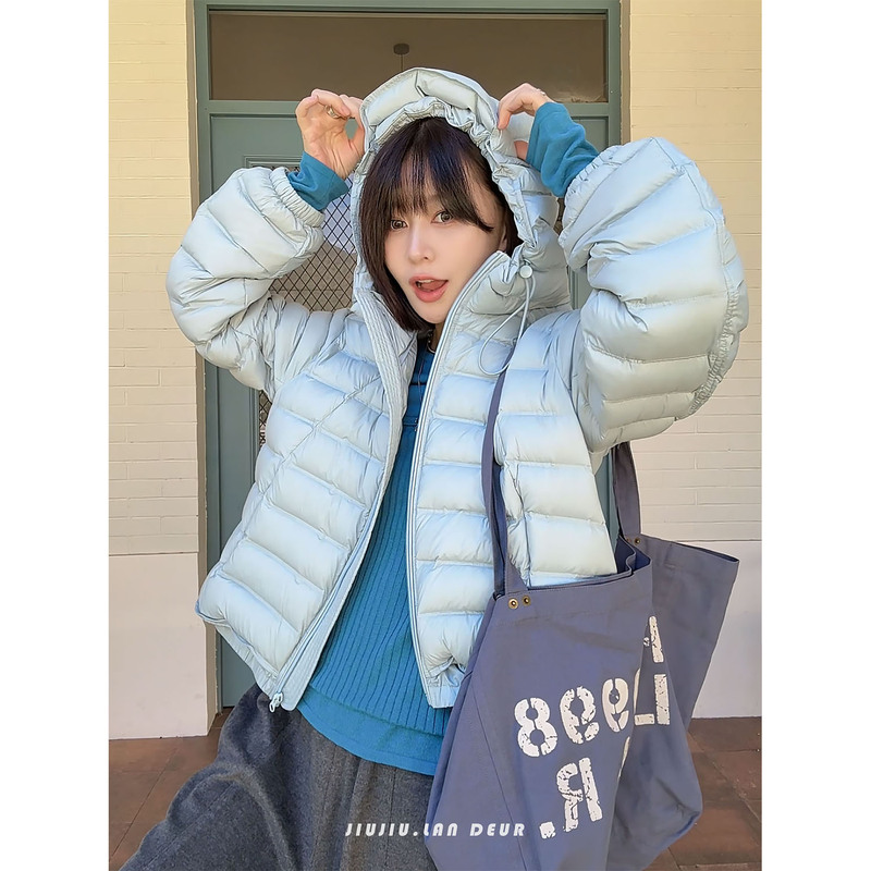 2026 Autumn New Style [Evening Breeze Return] Ribbed down Jacket with Hood, Simple and Stylish Warm Coat for Women