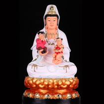 Send the son Guanyin Guanshiyin Bodhisattva Buddha Statue Beg the son to hold the boy and girl Lotus seat home Buddha hall ornaments