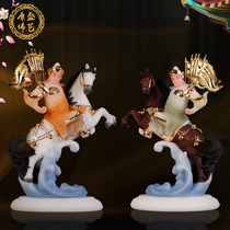 Huang trotted to report the horse Er Lingtong to report the horse God statue Xianjia Statue Riding general Statue Baoxianjia Town House household ornaments