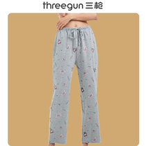 Three guns home pants mens and womens casual pants Xinjiang cotton pure cotton medium waist long elastic comfortable couple home cotton pants