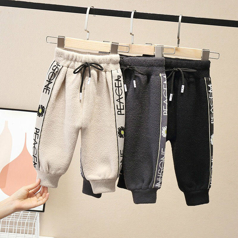 Baby black pants autumn outer wear children's sweatpants spring and autumn boys' casual pants autumn and winter boys handsome trousers tide