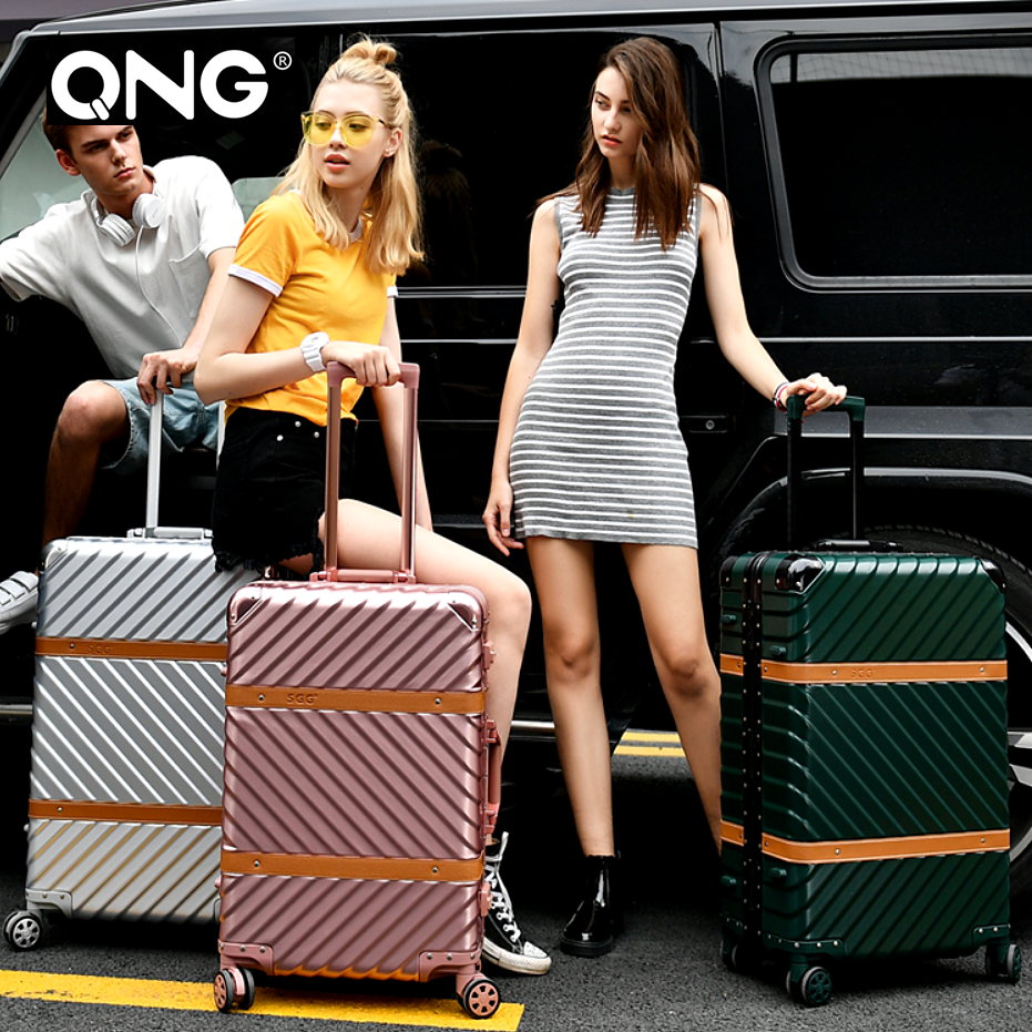 QNG luggage ins net red female trolley case universal wheel aluminum frame suitcase male 20 inch boarding password box 24 inch