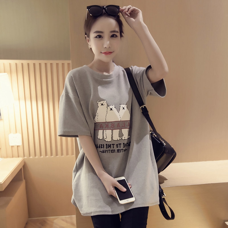 Phụ nữ mang thai mùa hè T-Shirt thời trang kích thước lớn phụ nữ mang thai ngắn tay T-Shirt mùa hè phụ nữ mang thai nửa tay t-shirt Hàn Quốc phiên bản của áo sơ mi lỏng lẻo