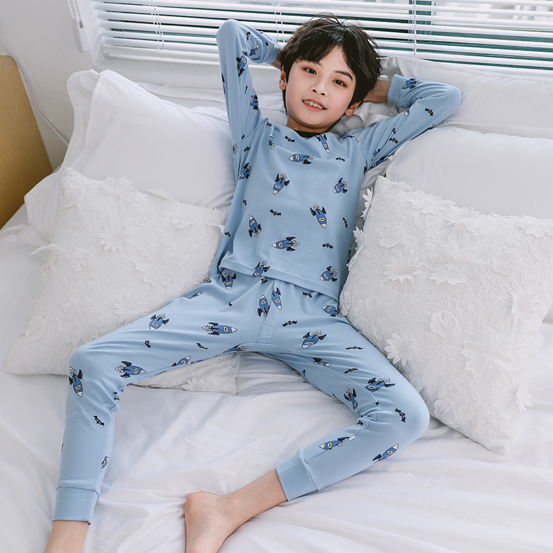 Children's autumn clothes Autumn pants set Spring and autumn pure cotton pajamas Boys cotton sweater Medium and large boys and children's thermal underwear cotton