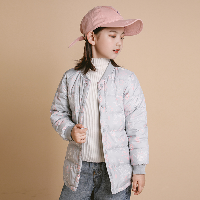 Children's down Neri 2021 Winter new Ocean Girl Child light slim down clothing Warm Winter Clothing Jacket