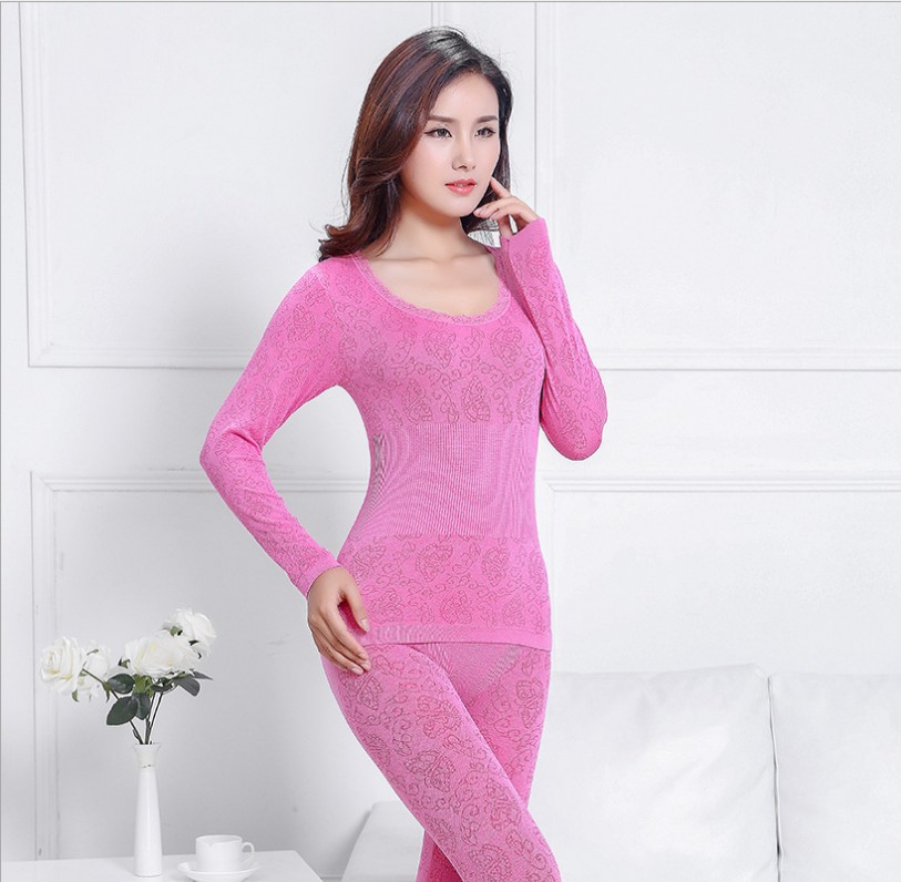 Cô Modal Qiuyi Qiuku Suit Áo len cotton nữ Áo len kẻ sọc Quần lót ấm dưới Quần lót mỏng Kích thước lớn bộ giữ nhiệt cho người béo