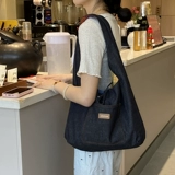 Джинсовая двусторонная вместительная и большая сумка на одно плечо для отдыха, сумка через плечо, (Трансграничная торговля)